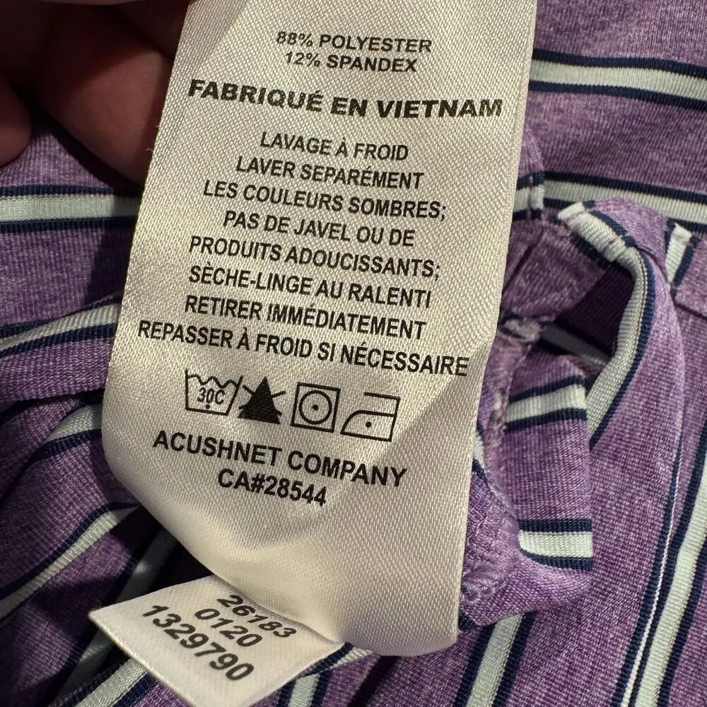 FootJoy ProDry Golf Polo Shirt Mens M Purple Striped Stretch Athletic Short Slv